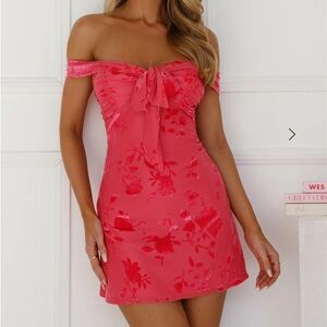 Hello Molly Important Party Off Shoulder Mini Dress in pink